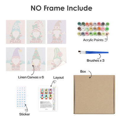 Gnomes in Snowflake and Tree Hats (Mini Paint by Numbers)