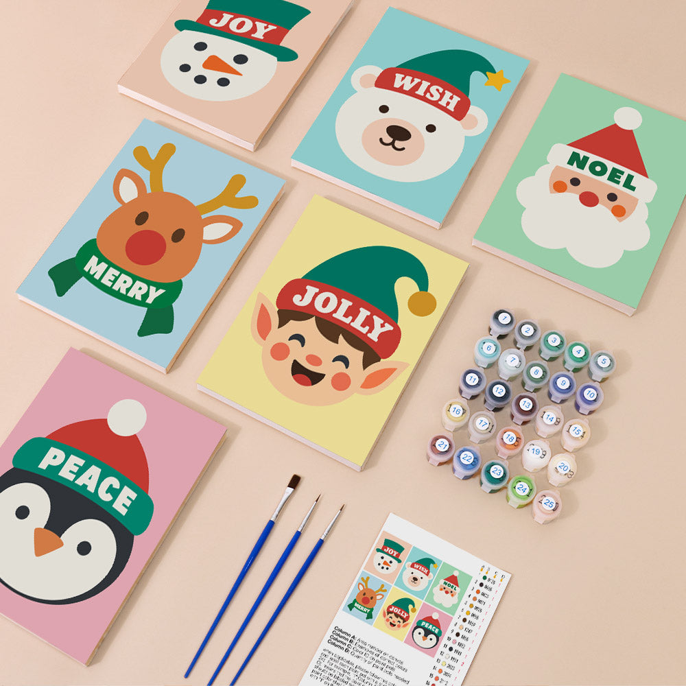 Greeting Hats on Happy Faces (Mini Paint by Numbers)
