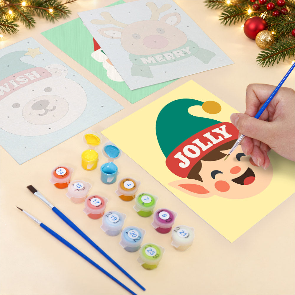 Greeting Hats on Happy Faces (Mini Paint by Numbers)