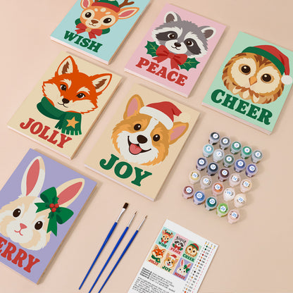 Woodland Faces Saying Cheer (Mini Paint by Numbers)