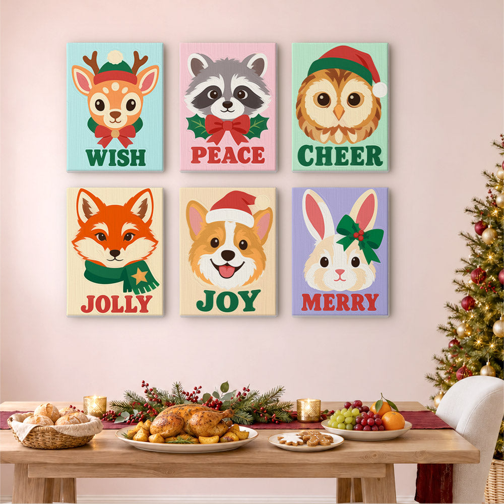 Woodland Faces Saying Cheer (Mini Paint by Numbers)