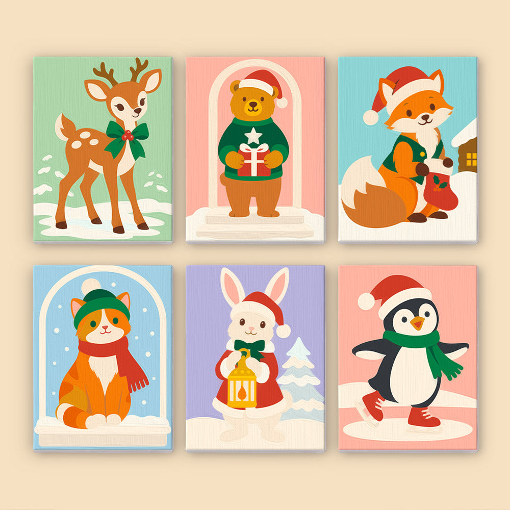 Lantern Bunny and Snowy Friends (Mini Paint by Numbers)