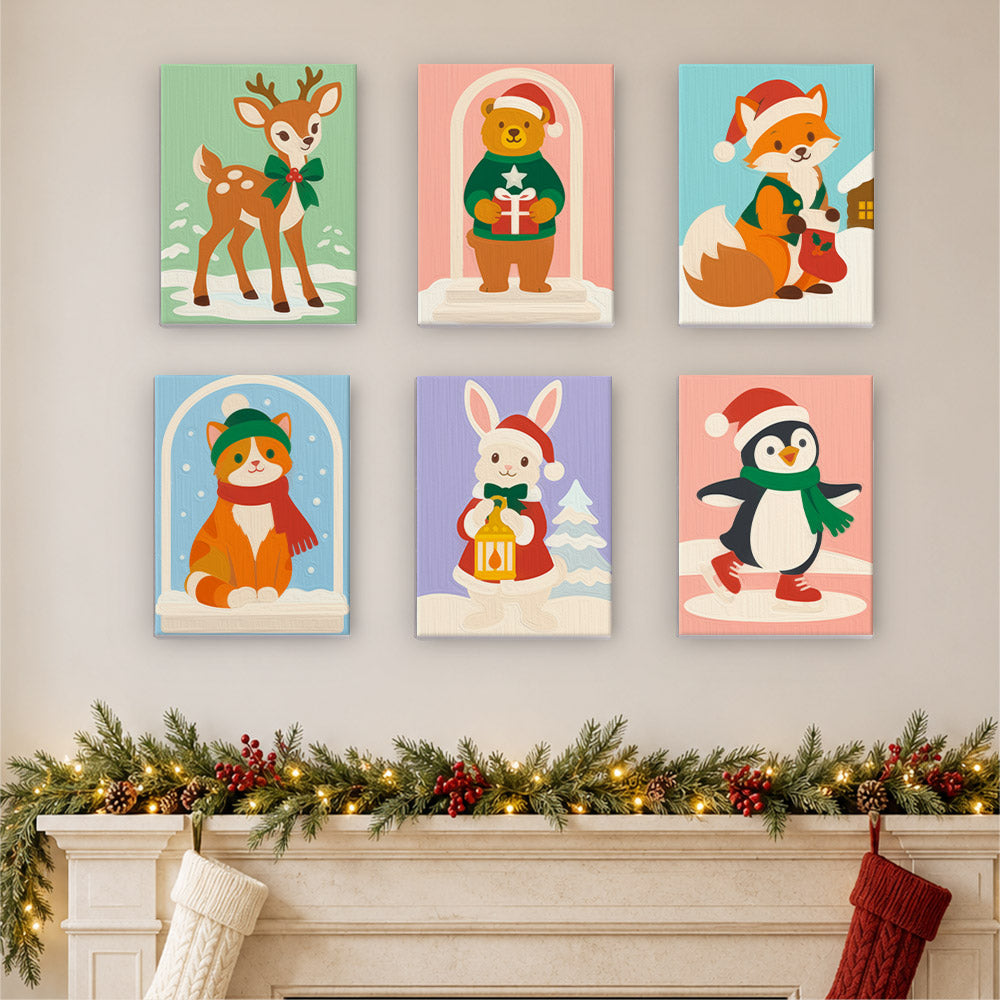 Lantern Bunny and Snowy Friends (Mini Paint by Numbers)
