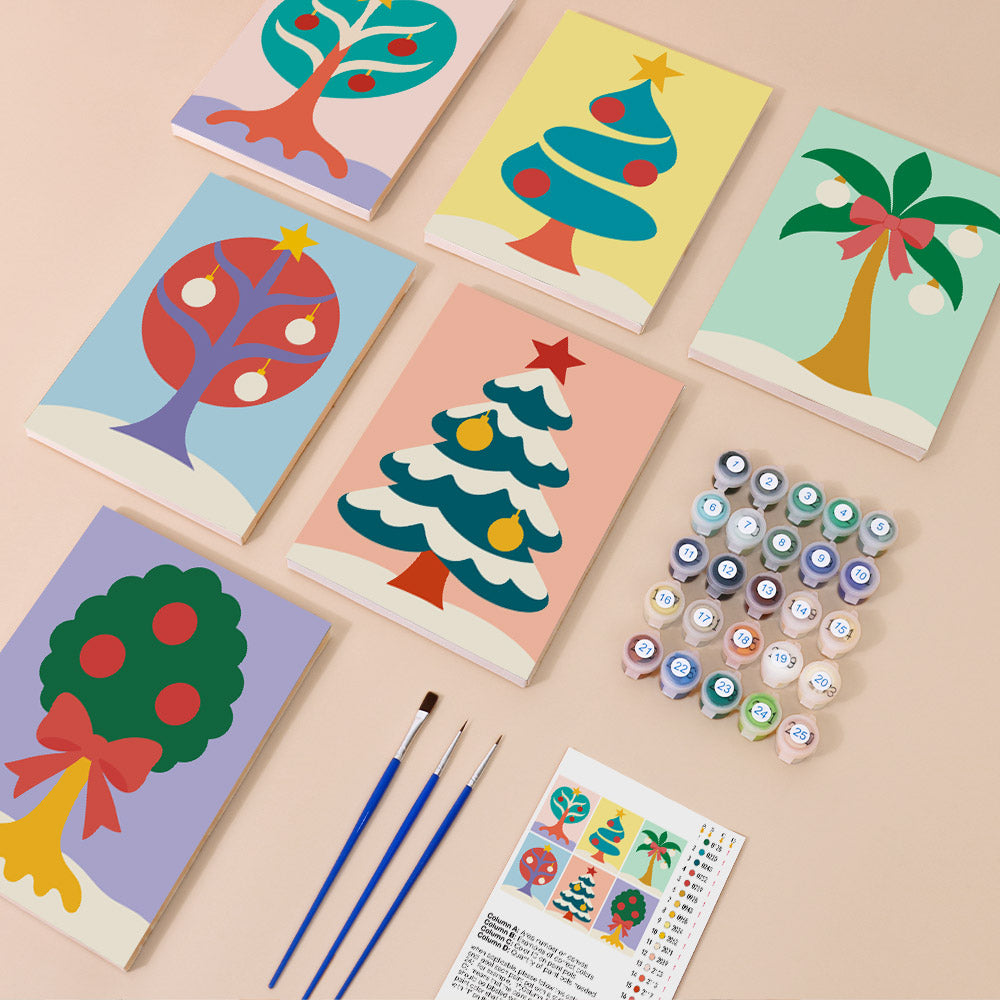 Whimsical Trees and Holiday Palm (Mini Paint by Numbers)