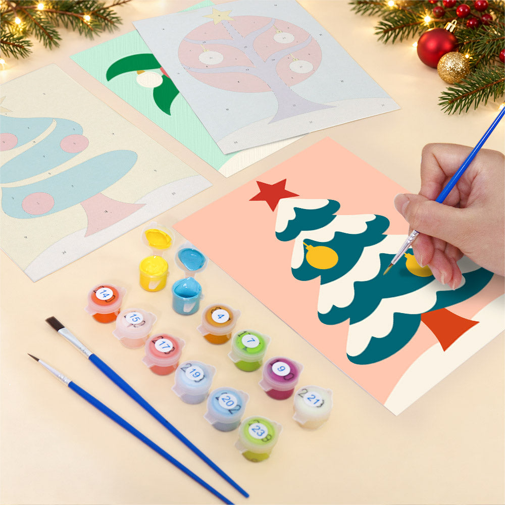 Whimsical Trees and Holiday Palm (Mini Paint by Numbers)