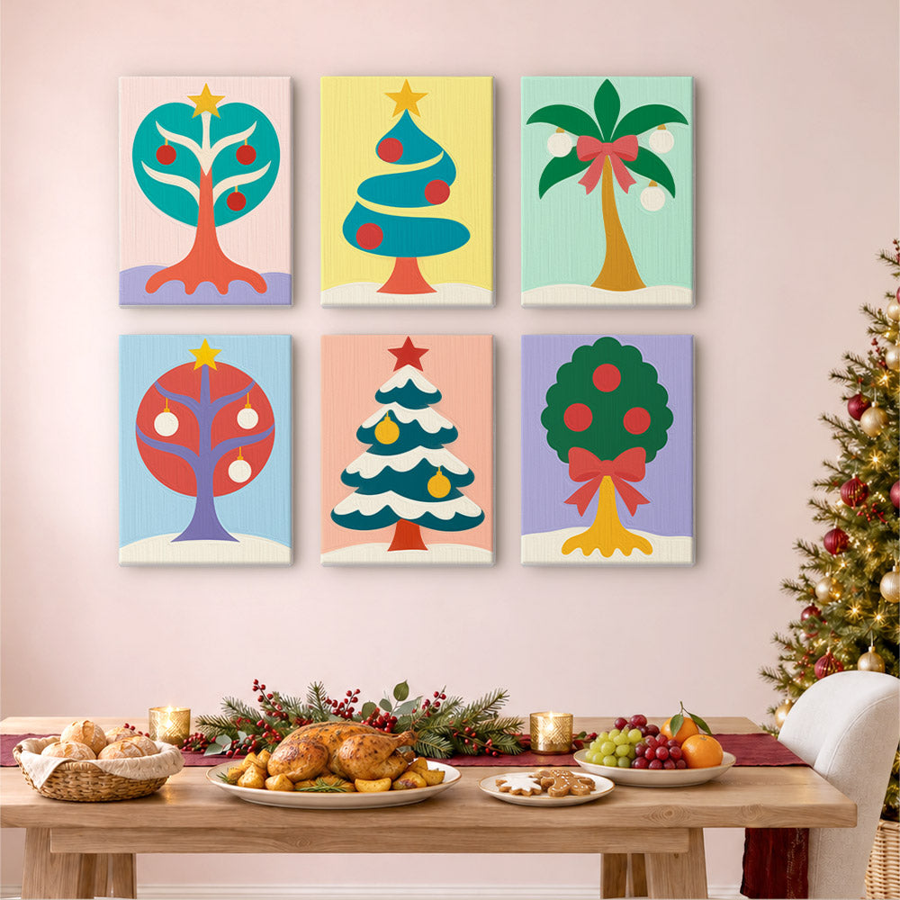 Whimsical Trees and Holiday Palm (Mini Paint by Numbers)