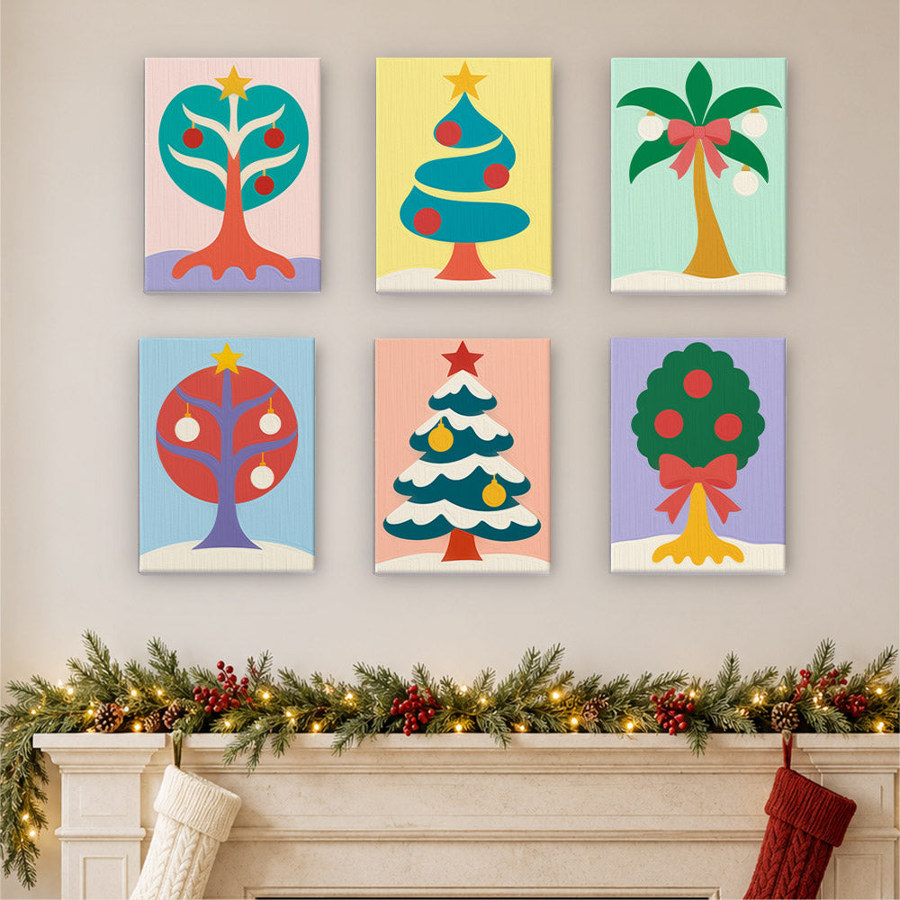 Whimsical Trees and Holiday Palm (Mini Paint by Numbers)