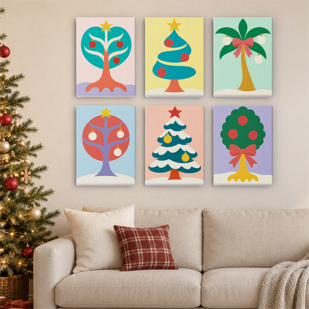 Whimsical Trees and Holiday Palm (Mini Paint by Numbers)