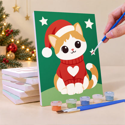 Santa-Hat Babies on Bold Colors (Mini Paint by Numbers)