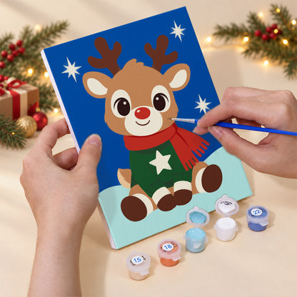 Santa-Hat Babies on Bold Colors (Mini Paint by Numbers)