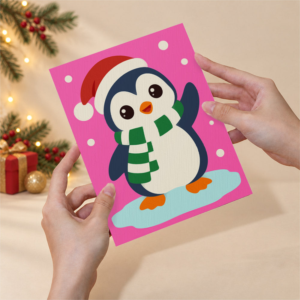 Santa-Hat Babies on Bold Colors (Mini Paint by Numbers)