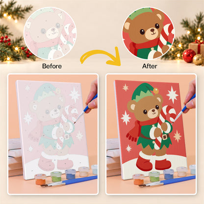Santa-Hat Babies on Bold Colors (Mini Paint by Numbers)