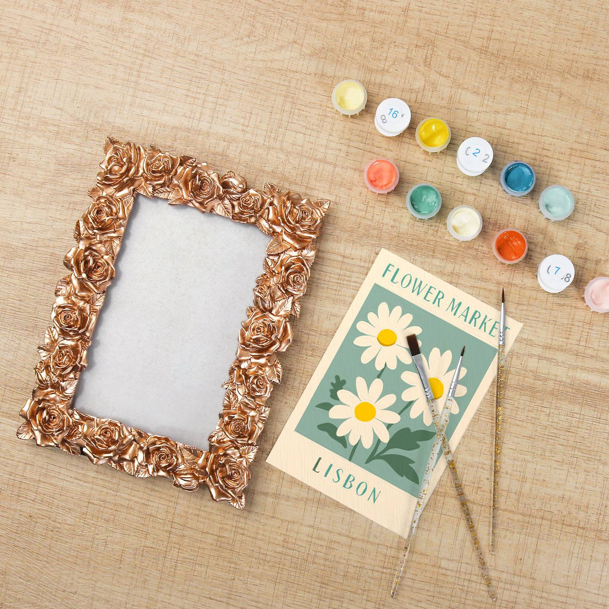 Lisbon Daisy Market (Mini Framed Painting)