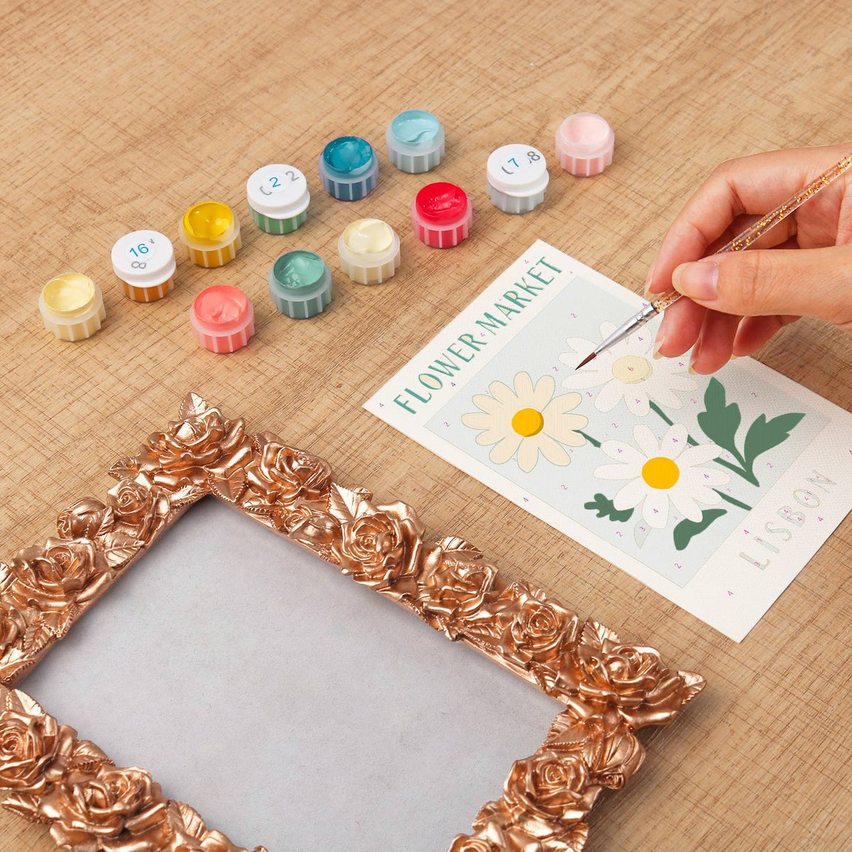 Lisbon Daisy Market (Mini Framed Painting)