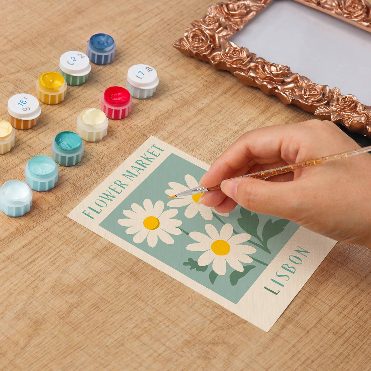 Lisbon Daisy Market (Mini Framed Painting)