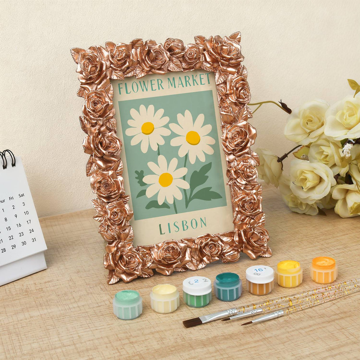 Lisbon Daisy Market (Mini Framed Painting)