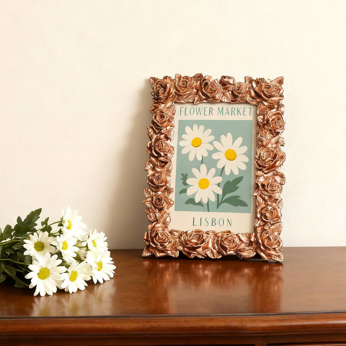 Lisbon Daisy Market (Mini Framed Painting)