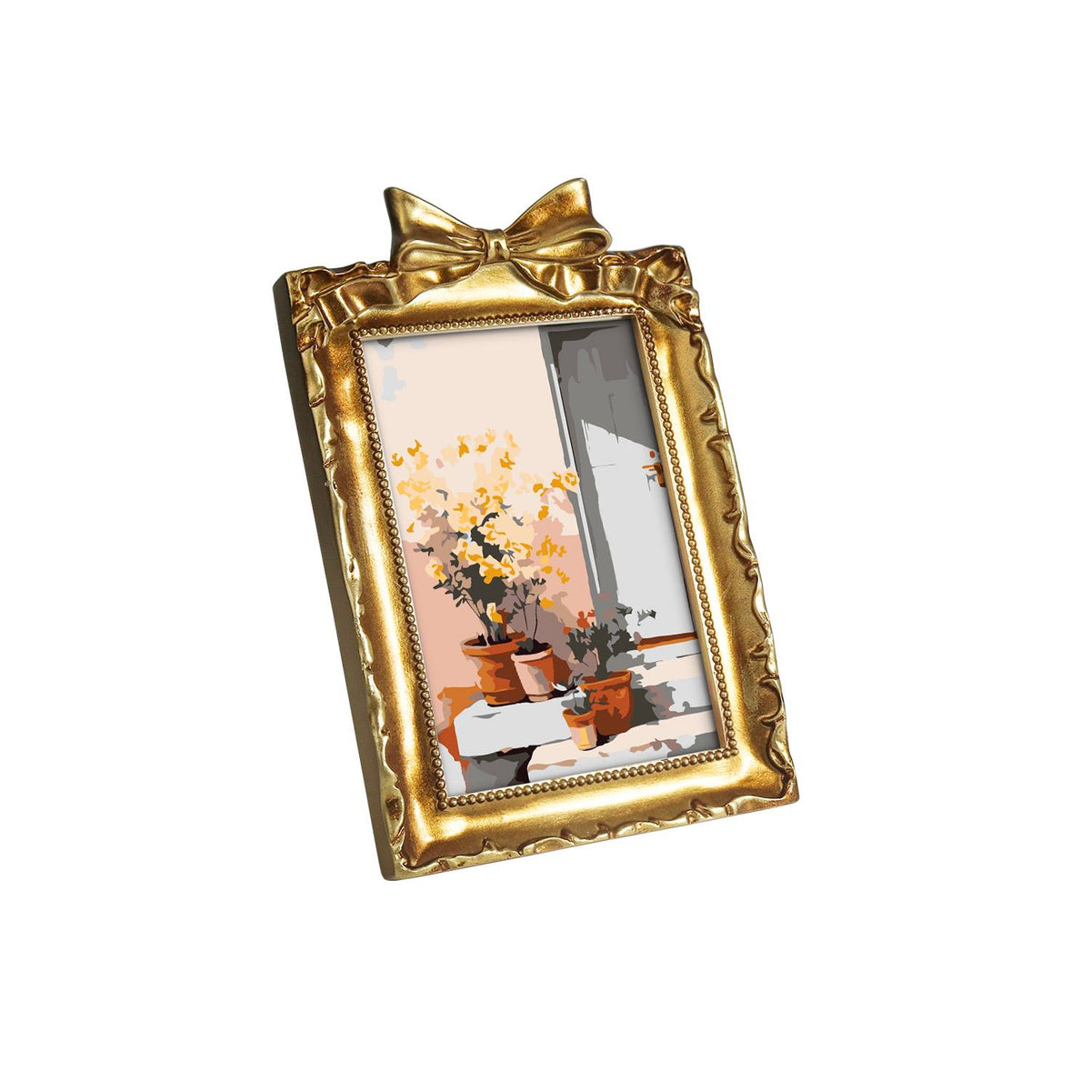 Yellow Flowers by the Window (Mini Framed Painting)