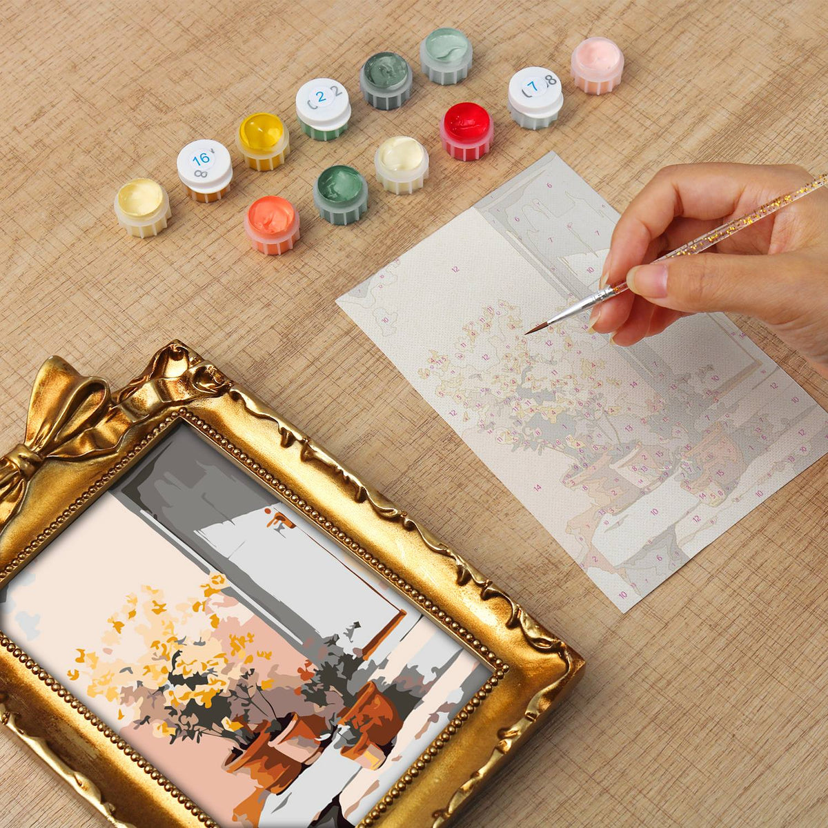 Yellow Flowers by the Window (Mini Framed Painting)