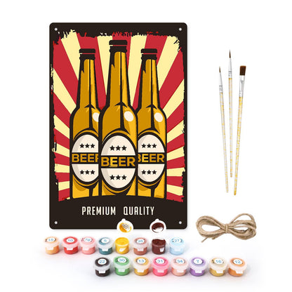 Three Beer Bottles (Paint by Numbers Tin Sign)