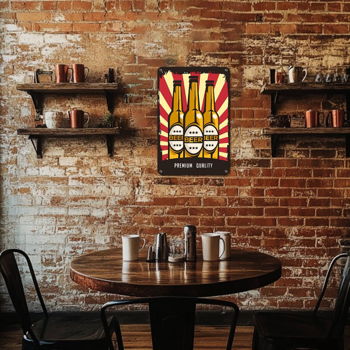 Three Beer Bottles (Paint by Numbers Tin Sign)