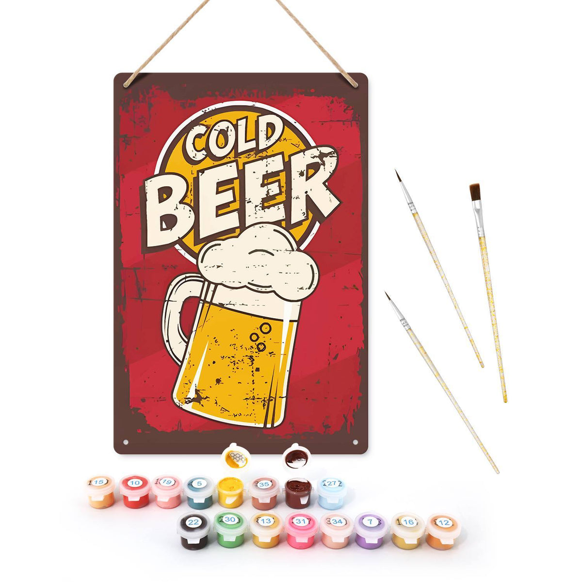 Cold Beer Mug (Paint by Numbers Tin Sign)