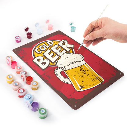 Cold Beer Mug (Paint by Numbers Tin Sign)