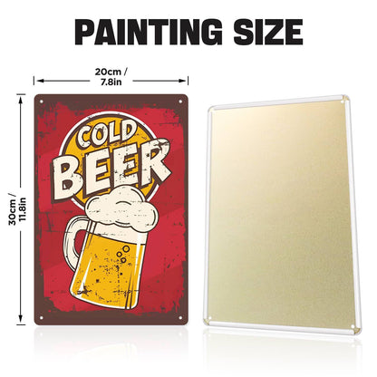 Cold Beer Mug (Paint by Numbers Tin Sign)