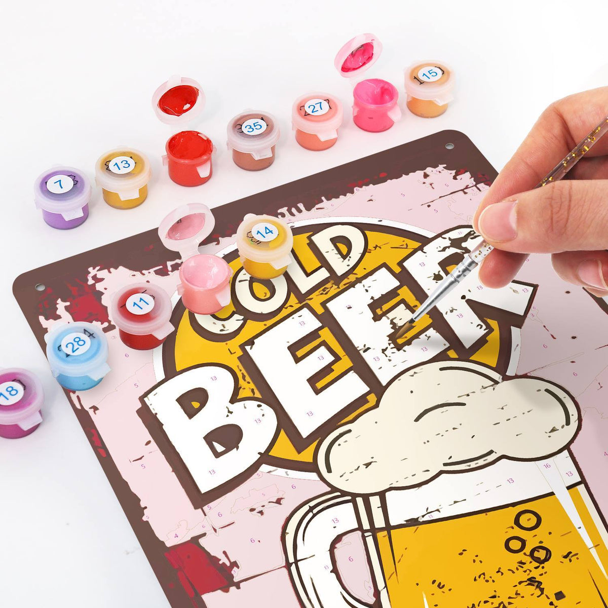 Cold Beer Mug (Paint by Numbers Tin Sign)