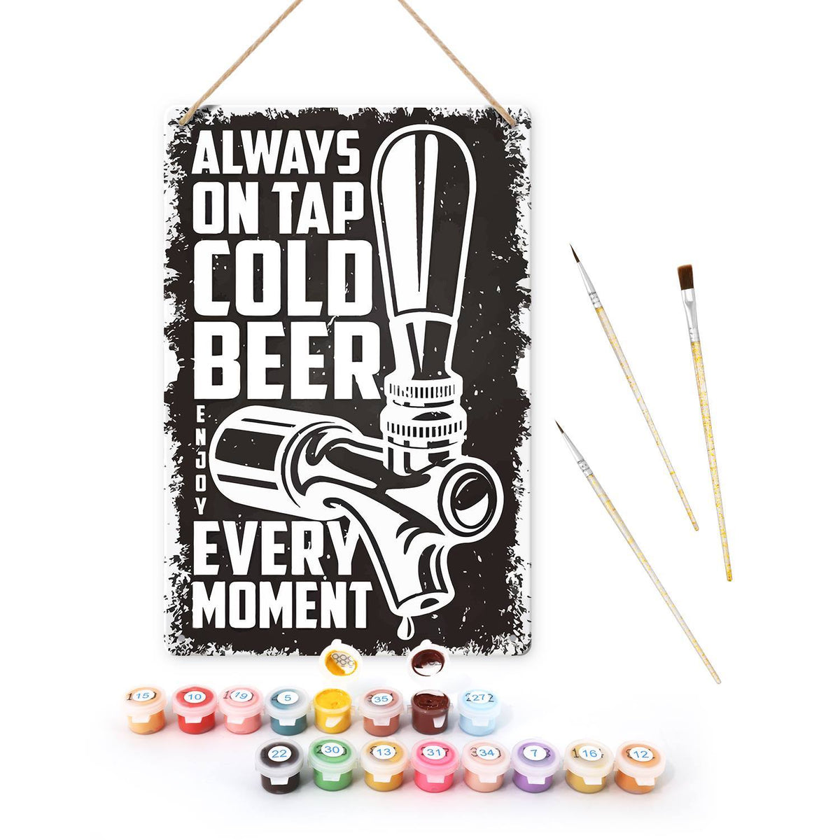 Cold Beer on Black (Paint by Numbers Tin Sign)
