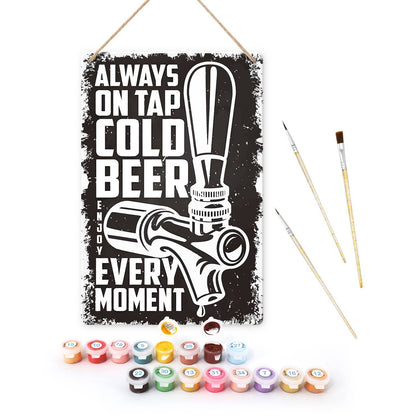 Cold Beer on Black (Paint by Numbers Tin Sign)