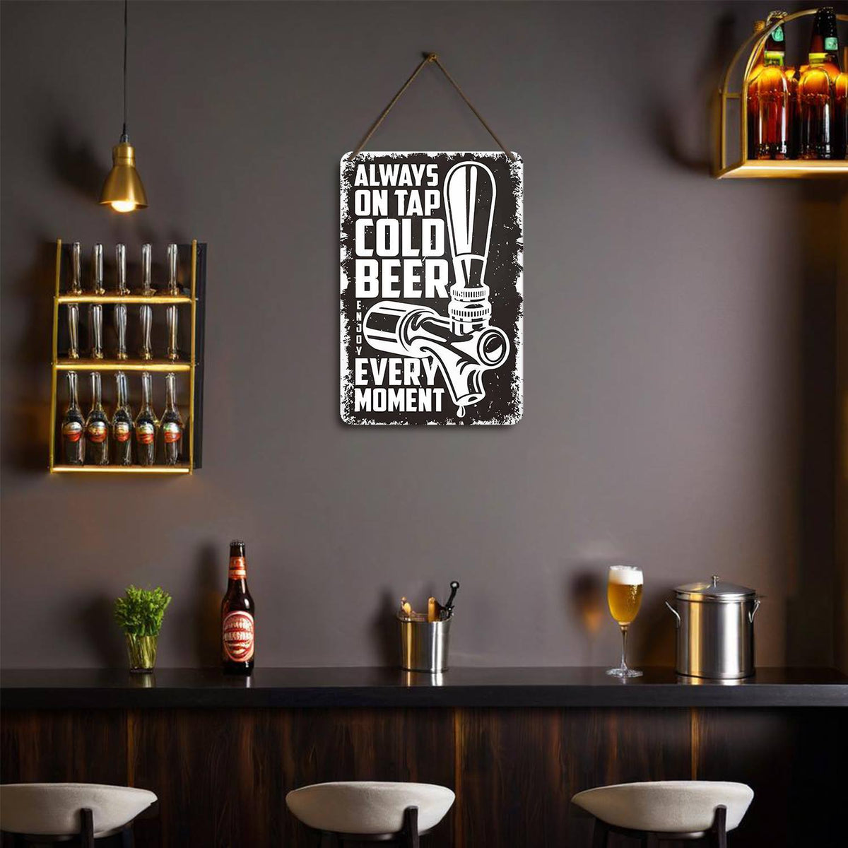 Cold Beer on Black (Paint by Numbers Tin Sign)