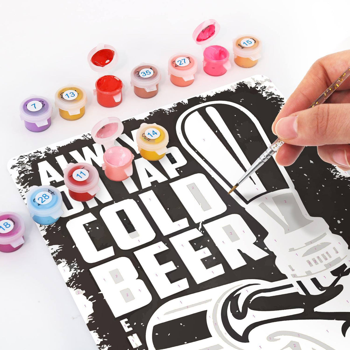Cold Beer on Black (Paint by Numbers Tin Sign)