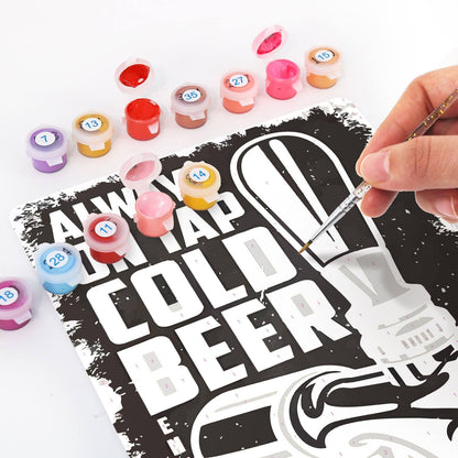 Cold Beer on Black (Paint by Numbers Tin Sign)