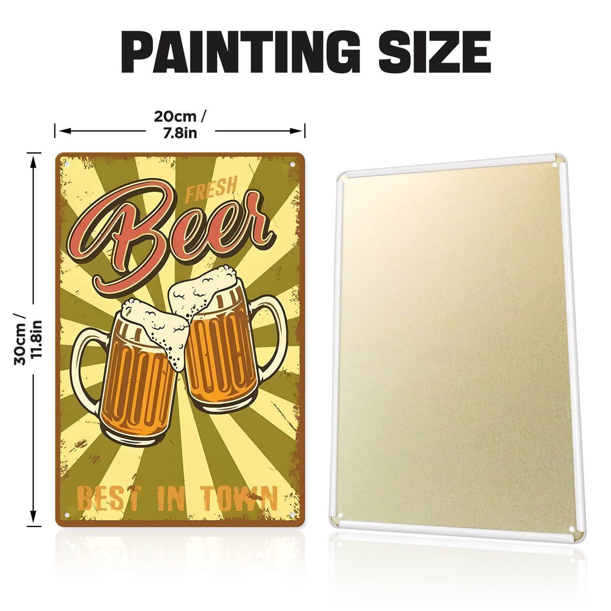 Two Fresh Beer Mugs (Paint by Numbers Tin Sign)