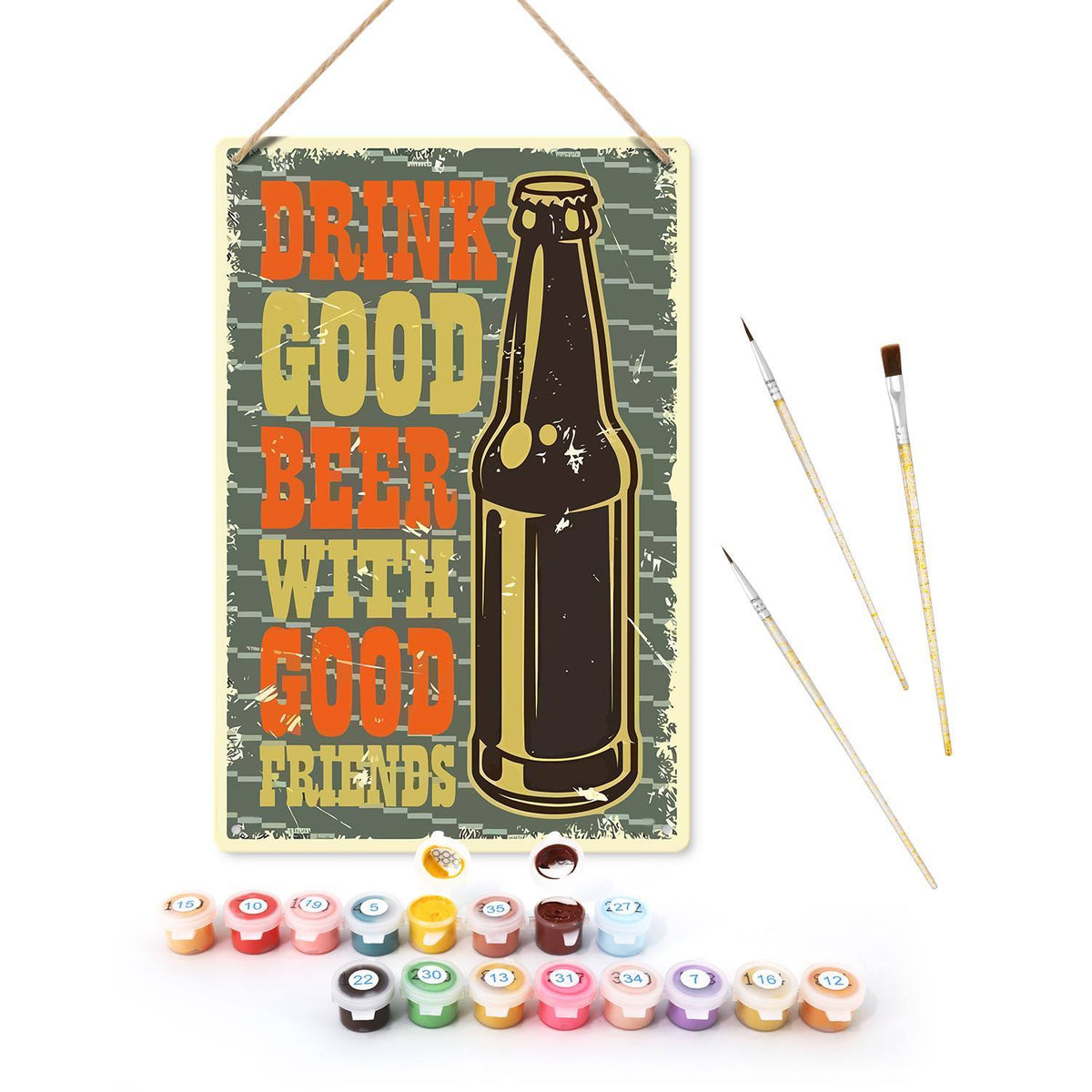 Good Beer with Good Friends (Paint by Numbers Tin Sign)