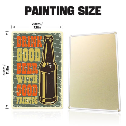 Good Beer with Good Friends (Paint by Numbers Tin Sign)