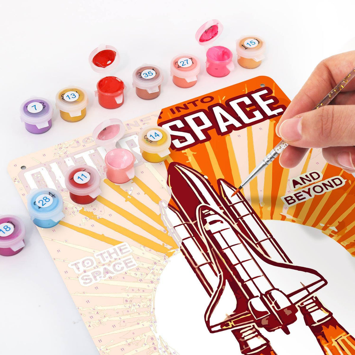 Outer Space Rocket (Paint by Numbers Tin Sign)