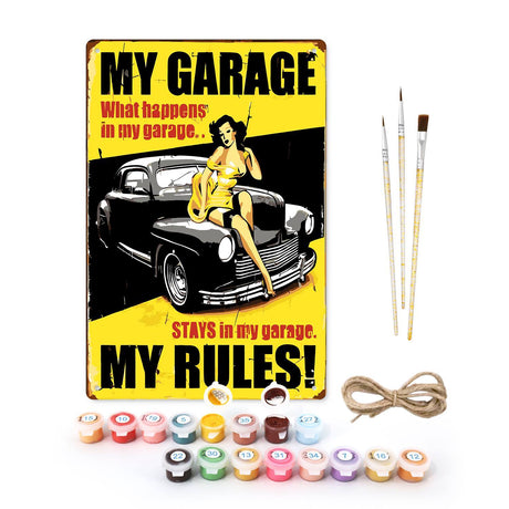 My Garage My Rules (Paint by Numbers Tin Sign)