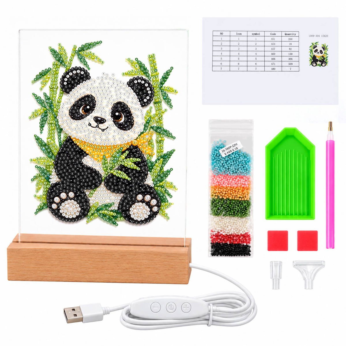 Panda in a Bamboo Grove (Light-Up Pearl Painting)