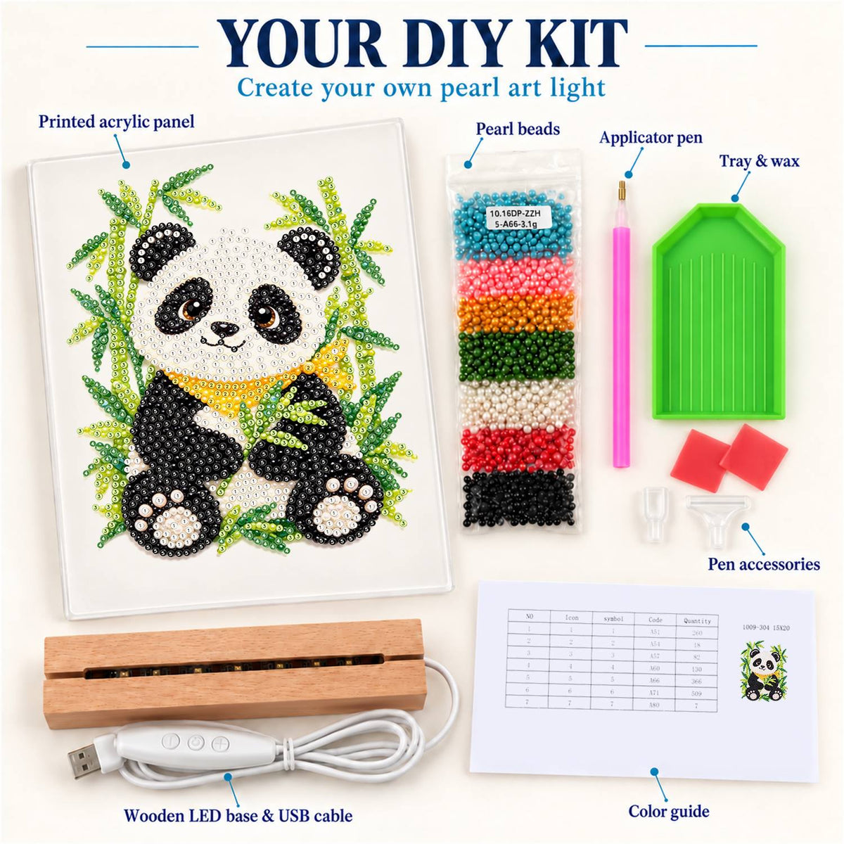 Panda in a Bamboo Grove (Light-Up Pearl Painting)