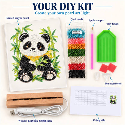 Panda in a Bamboo Grove (Light-Up Pearl Painting)