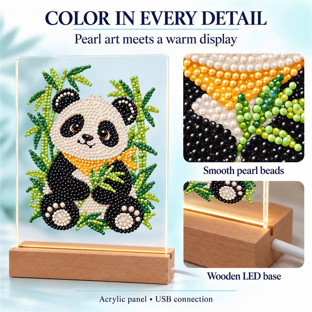 Panda in a Bamboo Grove (Light-Up Pearl Painting)