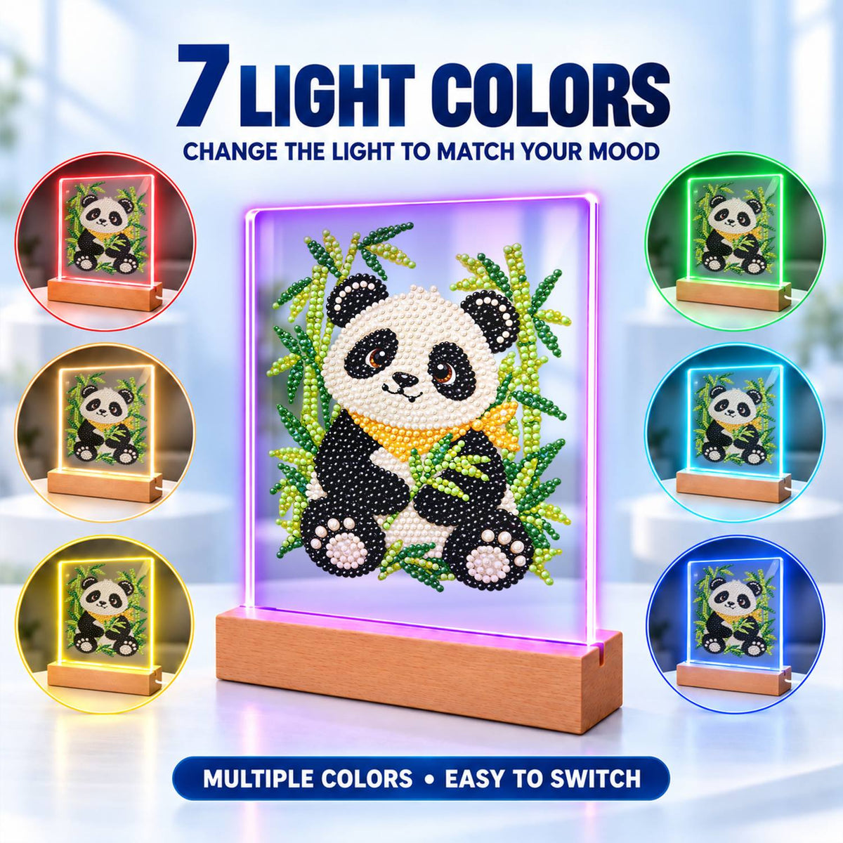Panda in a Bamboo Grove (Light-Up Pearl Painting)