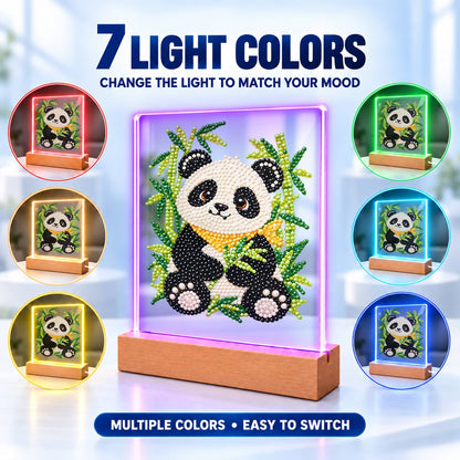 Panda in a Bamboo Grove (Light-Up Pearl Painting)