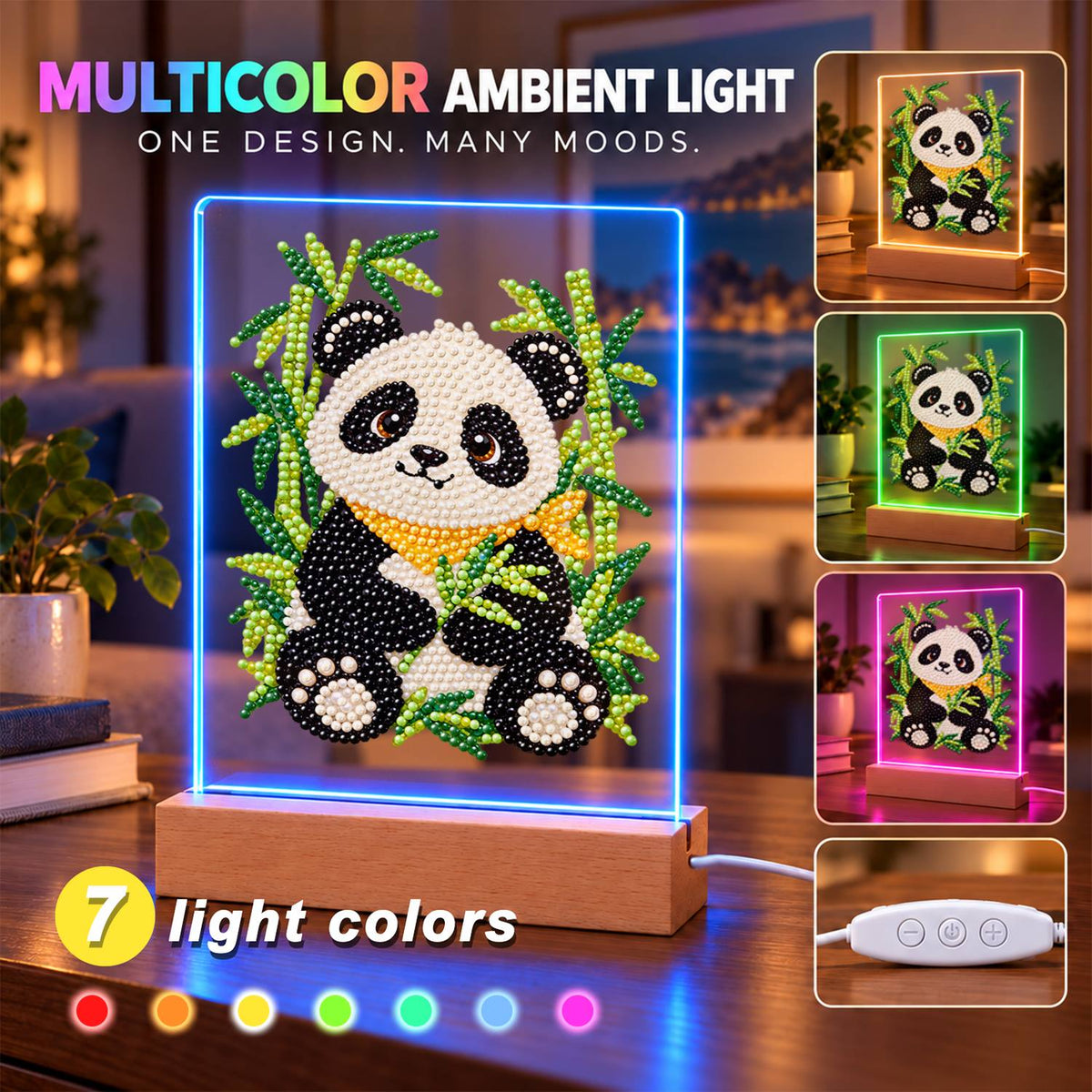 Panda in a Bamboo Grove (Light-Up Pearl Painting)
