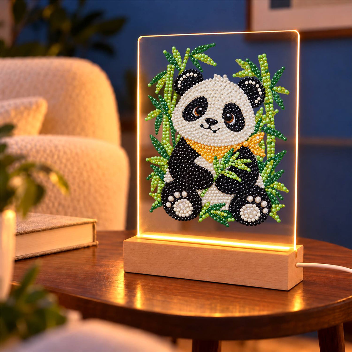 Panda in a Bamboo Grove (Light-Up Pearl Painting)
