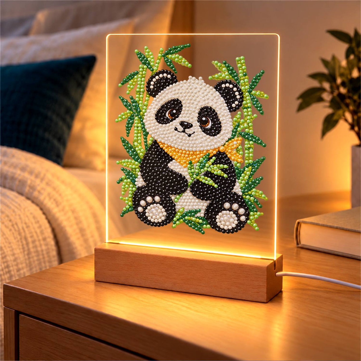 Panda in a Bamboo Grove (Light-Up Pearl Painting)