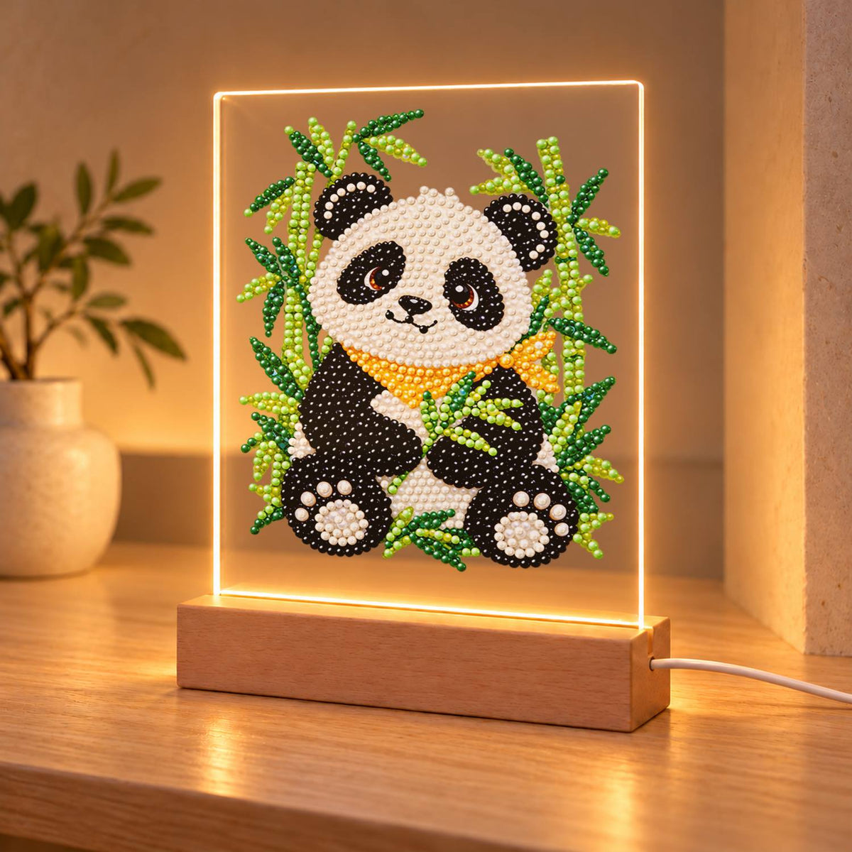 Panda in a Bamboo Grove (Light-Up Pearl Painting)