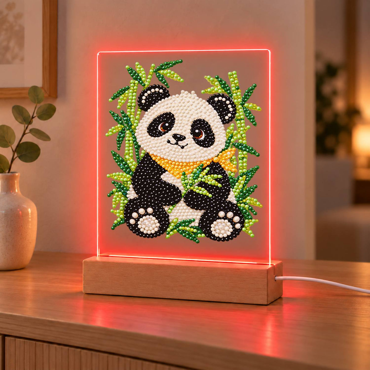 Panda in a Bamboo Grove (Light-Up Pearl Painting)